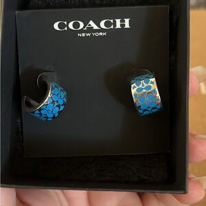 Coach Black and Blue Hoop Earrings